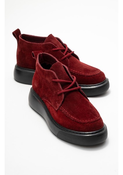 Lılya Bordo Süet Hakiki Deri Kadın Chukka Bot