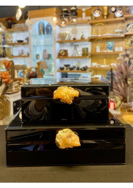 Siyah Doğal Taş 2'li Dekoratif Kutu