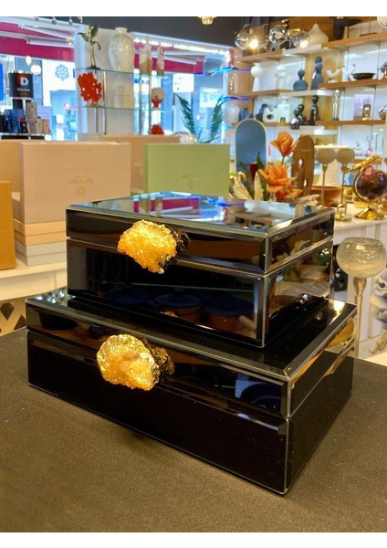 Siyah Doğal Taş 2'li Dekoratif Kutu fiyatları