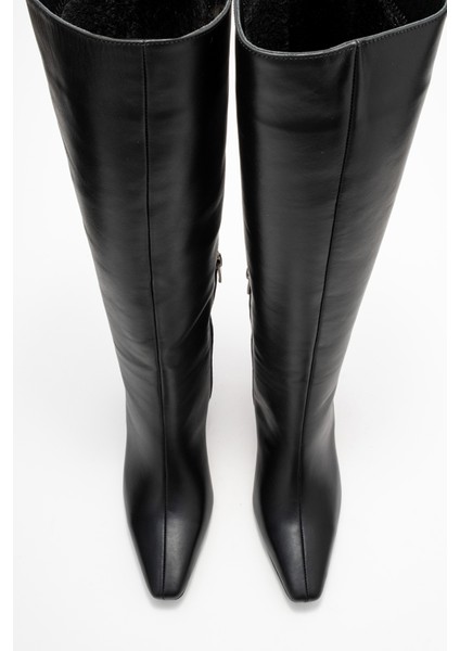 Lume Siyah Cilt Hakiki Deri Kadın Blok Topuklu Çizme fiyatları