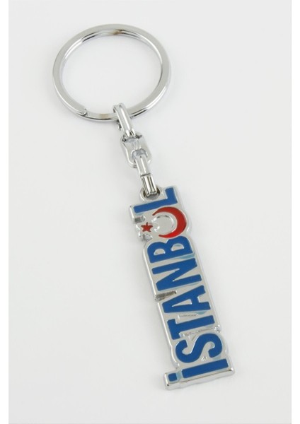 Ds-Derin Istanbul Yazılı Metal Anahtarlık-Gümüş Rengi