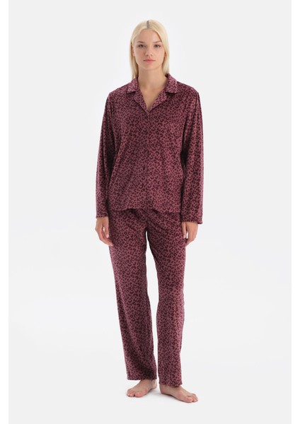 Leoparlı Kadife Gömlek Pantolon Takım fırsatları