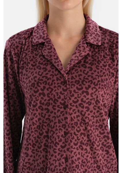 Leoparlı Kadife Gömlek Pantolon Takım indirimleri