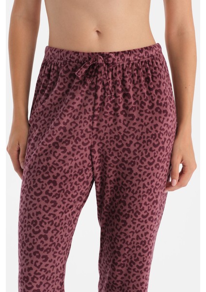 Leoparlı Kadife Gömlek Pantolon Takım