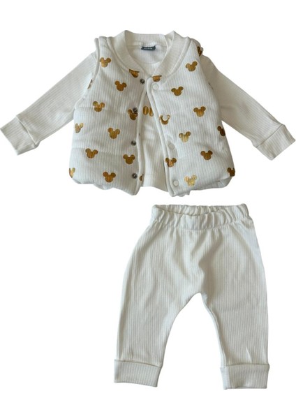 Gold Mickey Desenli 3'lü Şişme Yelekli Bebek Takımı fiyatları