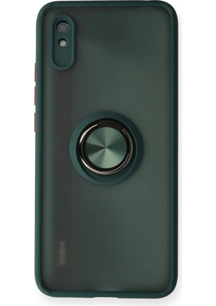 Bfs Xiaomi Redmi 9A Kılıf Montreal Yüzüklü Silikon Kapak - Yeşil