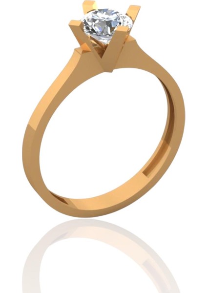 Tek Taş Çapraz Tırnak Sade ve Şık 14 Ayar Altın Yüzük