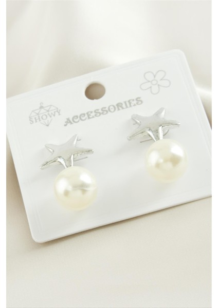 Wizard Yıldız Metal Inci Küpe-Gümüş Rengi fiyatları