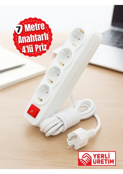 4lü priz 2 USB 3m Uzatma Kablosu fiyatları