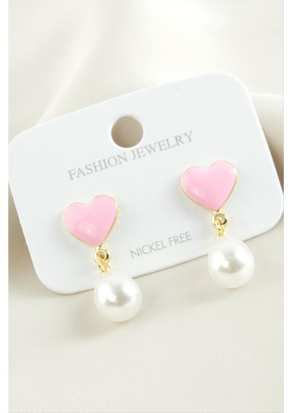 Ds-Derin Kalp Mineli Inci Küpe-Pembe fiyatları