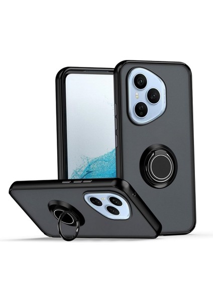 Honor 400 Pro Uyumlu Kılıf Montreal Yüzüklü Mıknatıslı Silikon Siyah