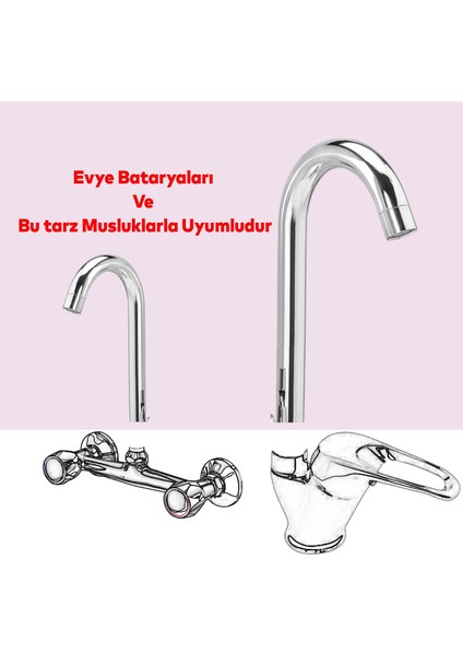 Lavabo Mutfak Musluk Batarya Kuğu Metal Lüks Uzun Evye Borusu Krom Su 360° Dönen Kaliteli Dayanıklı fiyatları