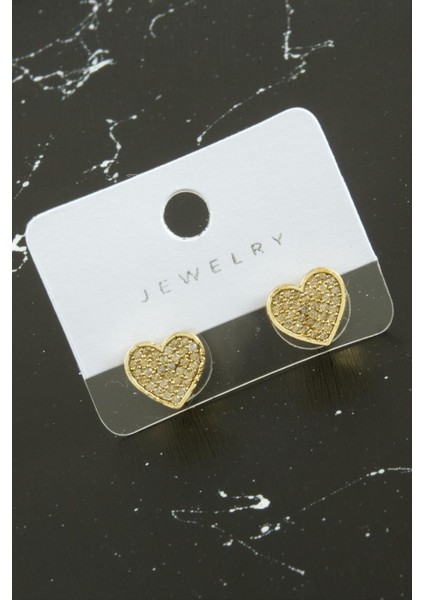 Ds-Derin Kalp Zirkon Taşlı Küpe-Gümüş Rengi