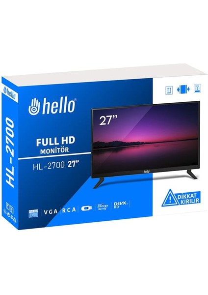 Hello HL-2700 27'' Audio In-Rca-Vga-Hdmı-Usb 12 Volt Adaptörlü Full Hd LED Monitör modelleri