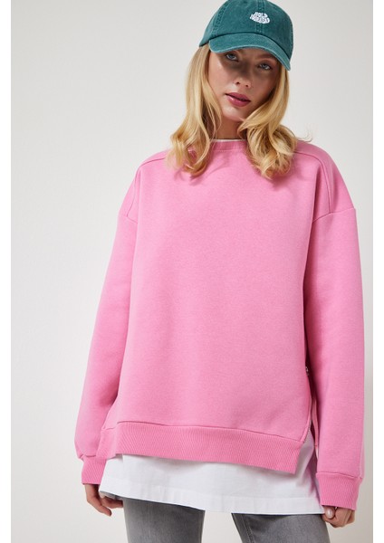 Fermuar Detaylı Şardonlu Sweatshirt LUB0003 Açık Pembe indirimleri