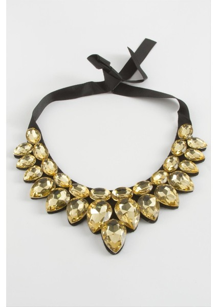 Ds-Derin Damla Taşlı Yaka Kolye-Sarı fiyatları