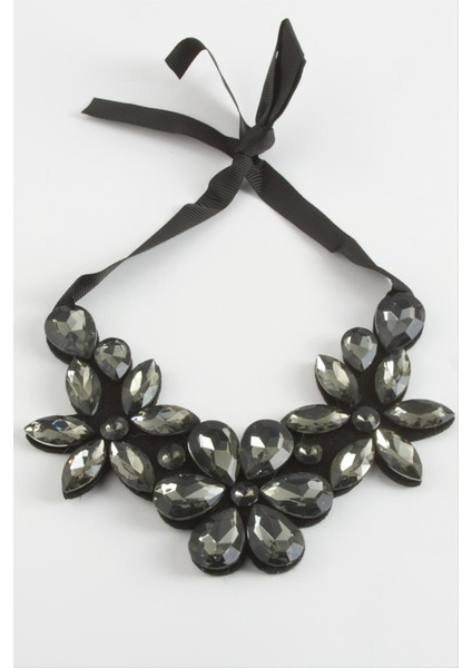 Ds-Derin Çiçek Taşlı Yaka Kolye-Sarı