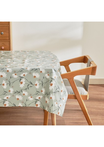 Hera Çiçekli Pvc Masa Örtüsü Yeşil