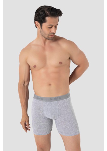 Erkek Gri Büyük Beden Boxer Pamuklu Likralı Yumuşak ve Esnek Kumaş 5'li Paket modelleri