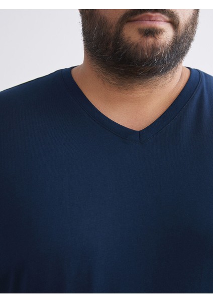 Yeni Sezon Büyük Beden V Yaka Penye Erkek Tişört fırsatları