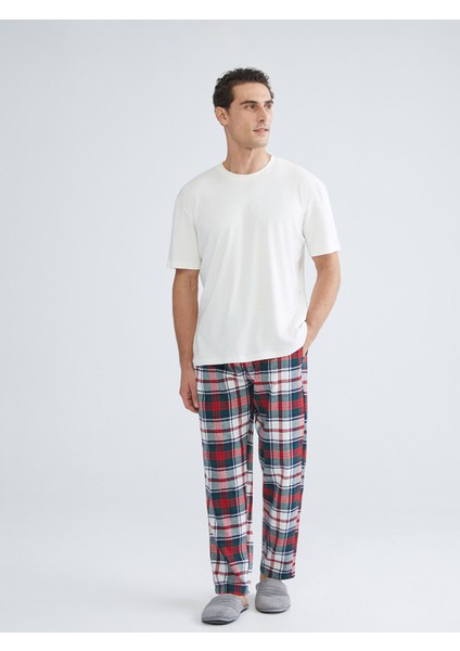 Yeni Sezon Standart Kalıp Ekose Erkek Pijama Alt