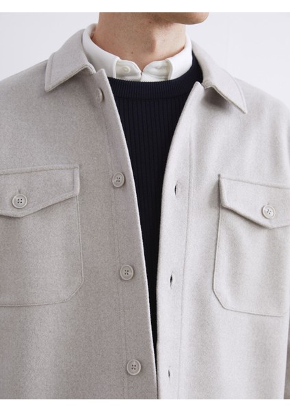 Yeni Sezon Regular Fit Uzun Kollu Kaşe Erkek Gömlek Ceket modelleri