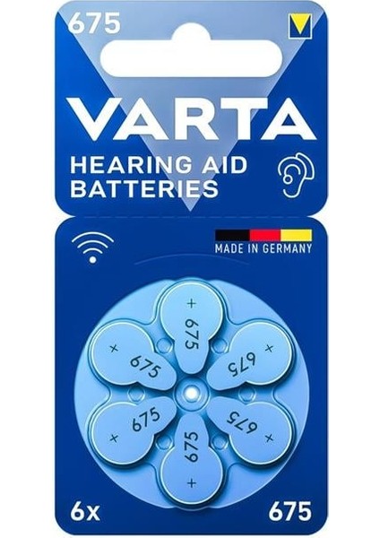 Varta 675 Numara Kulaklık Işitme Cihazı Pili (6'lı Paket)