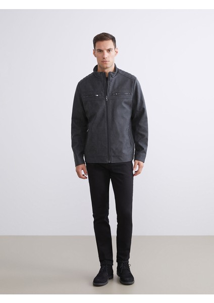 Yeni Sezon Biker Yaka Deri Görünümlü Erkek Ceket fiyatları