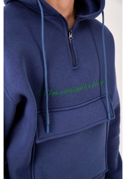 X-4005 Kapüşonlu Yarım Fermuarlı Sweat fırsatları