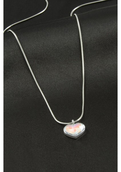 Ds-Derin Kalp Çelik Kolye-Gümüş Rengi