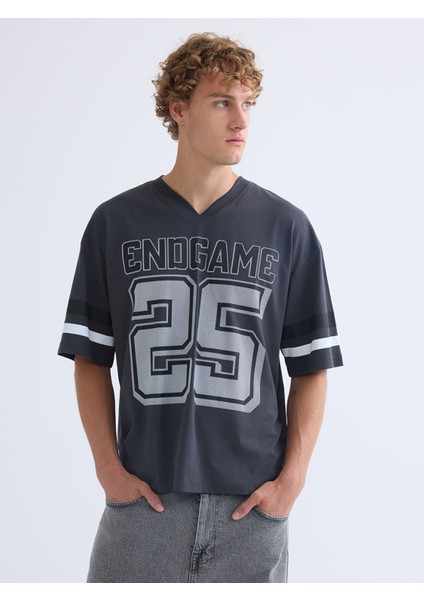 Yeni Sezon V Yaka Penye Erkek Tişört