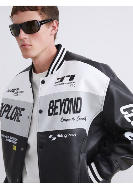 Yeni Sezon Rahat Kalıp Kolej Yaka Logolu Erkek Ceket