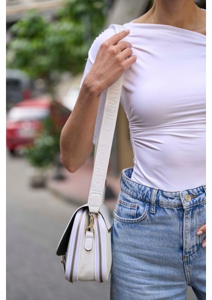 Beyaz Kadın Trendy Günlük Tokalı El ve Omuz Çantası indirimleri