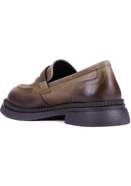 - Hakiki Deri Haki Renk Kadın Loafer - 25101905 fırsatları