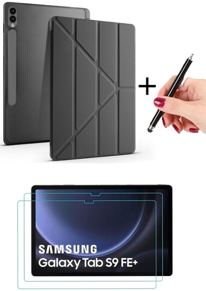 Samsung Tab S10 Plus / S9 Plus / Tab S9 Fe Plus Uyumlu Kalem Bölmeli Kılıf + Kalem + Ekran Koruyucu