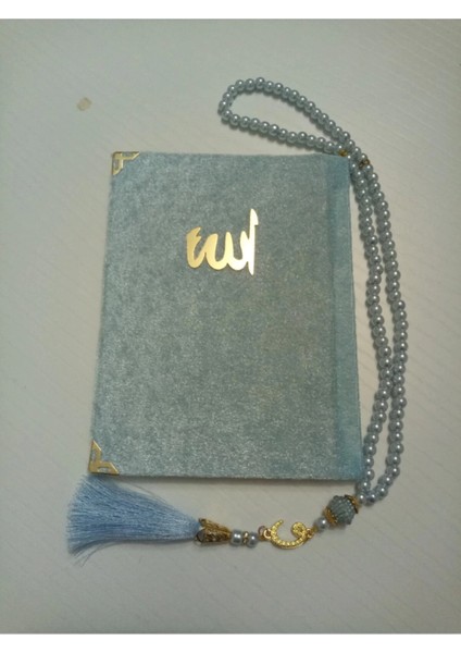 Kadife Yasin Set Inci Tesbih - Açık Mavi ( Çanta Boy )