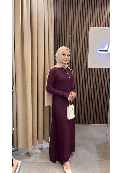 1422 Polo Yaka Triko Elbise Bordo