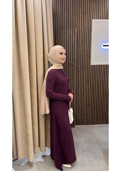 1422 Polo Yaka Triko Elbise Bordo modelleri
