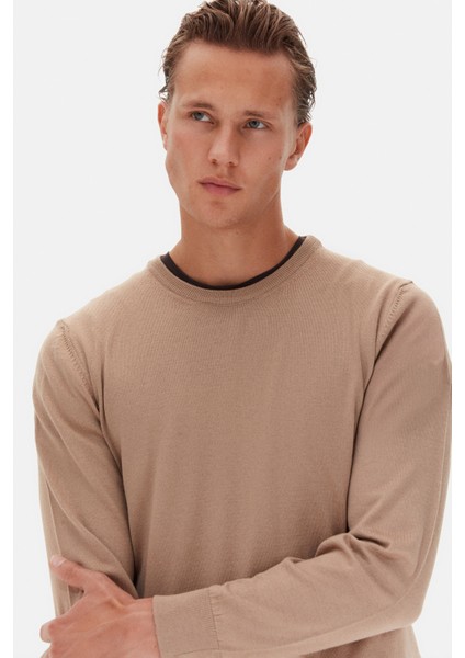 Ds Damat Regular Fit Bej Düz Örgü Kazak fiyatları