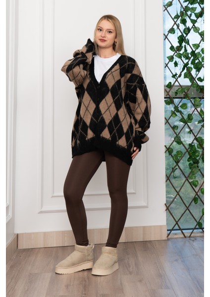 Baklava Desen Salaş Oversize Yün Hırka 27331 modelleri