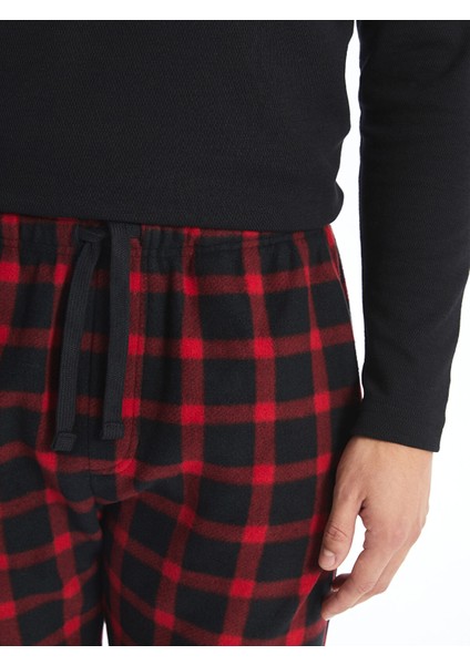 Yeni Sezon Standart Kalıp Ekose Polar Pijama Alt modelleri