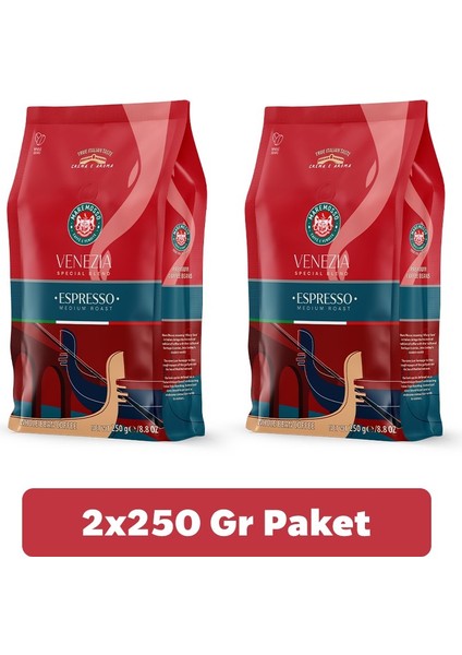 Espresso Venezia Blend 2X250 Gr. (Çekirdek Veya Öğütülmüş) Kahve