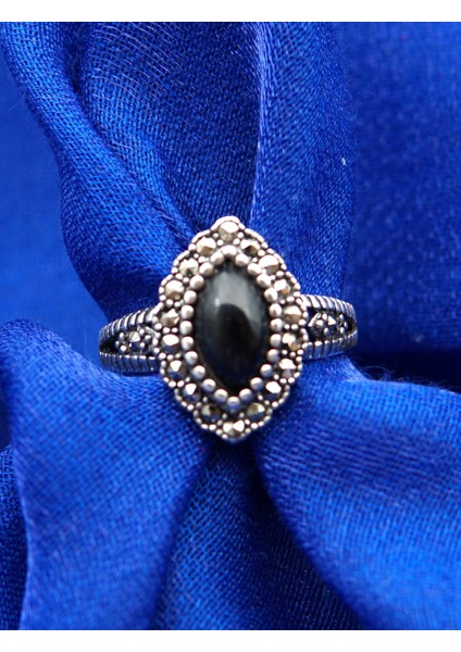 925 Ayar Kadın Gümüş Oltu Taşı Yüzük SY00040 modelleri