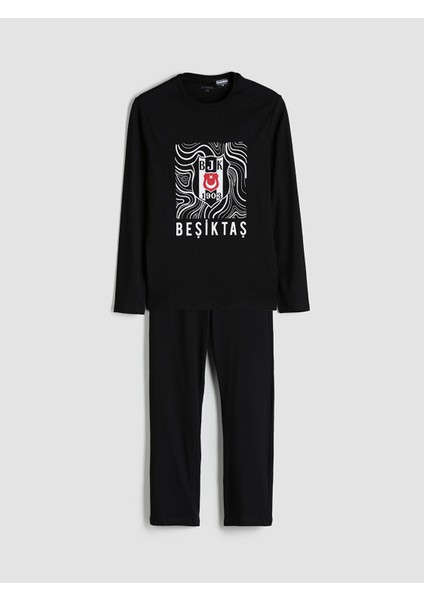 Yeni Sezon Standart Kalıp Beşiktaş Baskılı Erkek Taraftar Pijama Takımı indirimleri