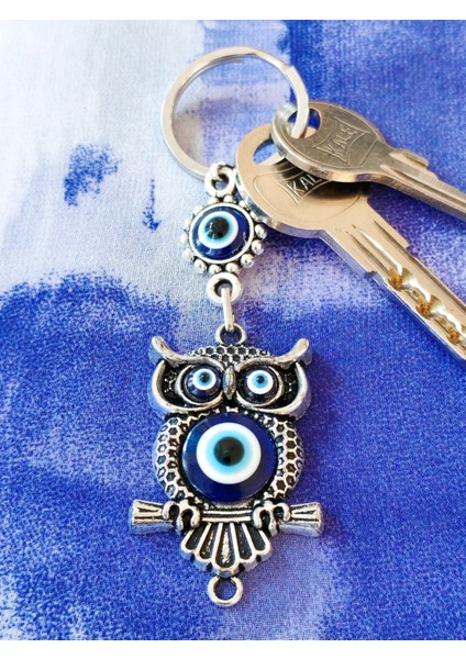 Metal Baykuş Şekilli Üzeri Cam Göz Süslemeli Ince Işlemeli Anahtarlık fırsatları