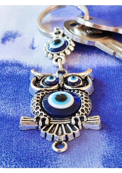 Metal Baykuş Şekilli Üzeri Cam Göz Süslemeli Ince Işlemeli Anahtarlık indirimleri
