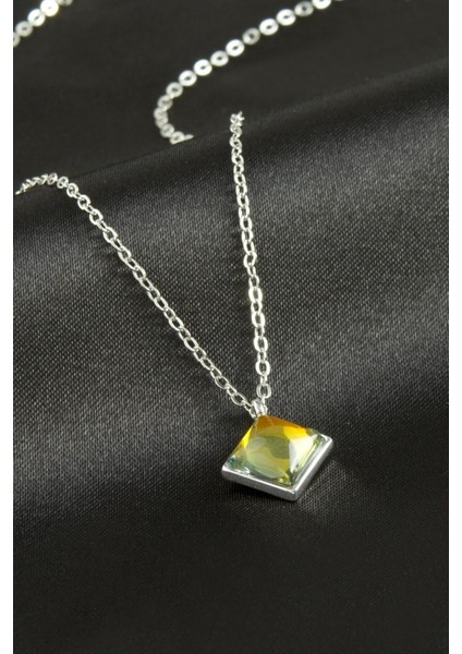 Ds-Derin Kare Cam Kolye-Gümüş Rengi fiyatları