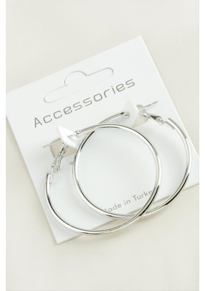 Wizard Boru Halka Küpe 4 Cm-Gümüş Rengi