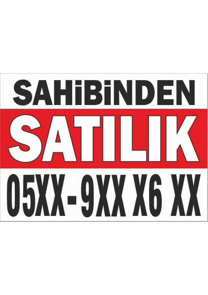 Sahibinden Satılık Afişi - Dayanıklı Pvc Malzeme - Dış Mekan Uyumlu - Satılık Ev Araba Dükkan Ilan Levhası