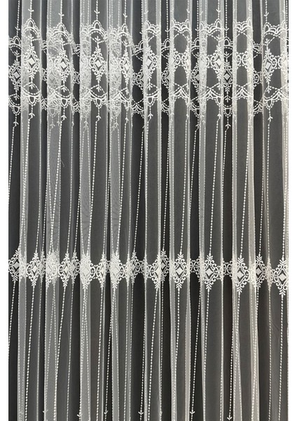 Eko 8047 Desenli 1'e 2,5 Orta Pileli Tül Perde